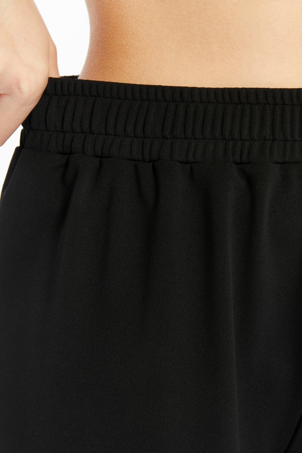 Siyah Yüksek Lastikli Bel Bol Paça Dalgıç Scuba Örme Eşofman Altı