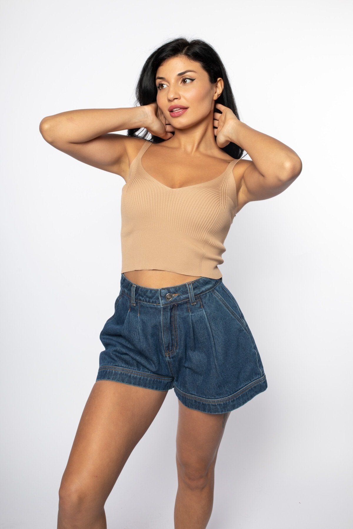 Siyah V Yaka Fitilli Triko Bluz