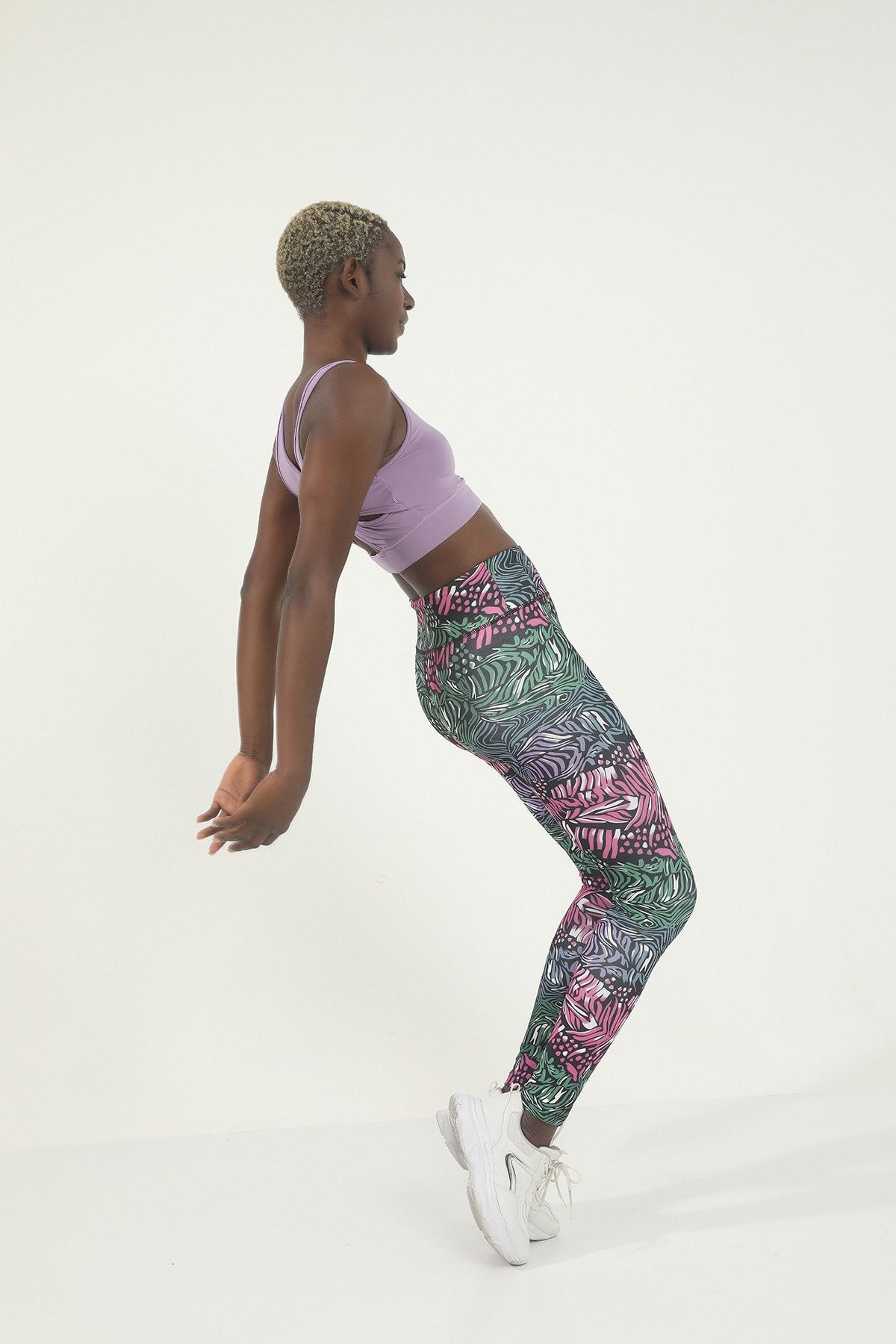 Sarı Leopar Desen Dijital Baskılı Yüksek Bel Toparlayıcı Tayt