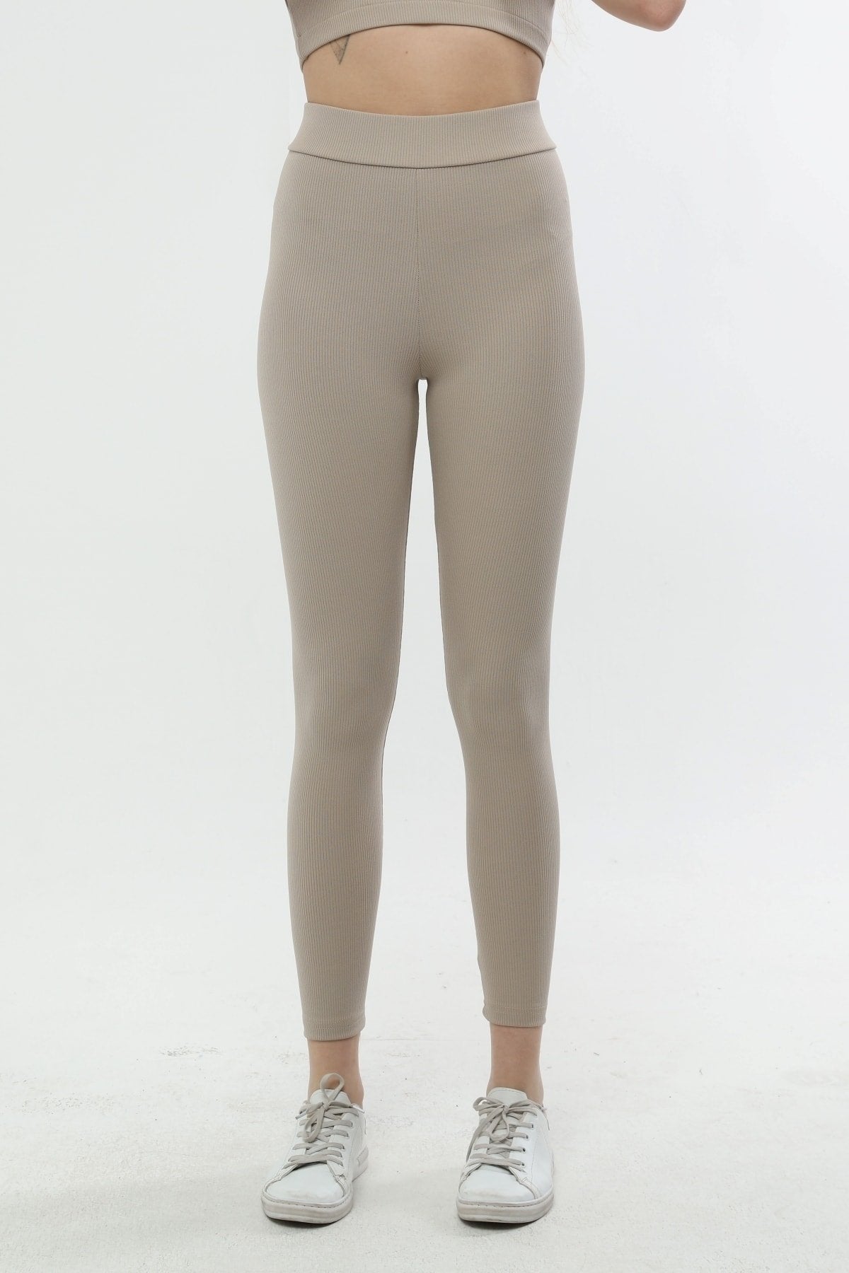 Turuncu Fitilli Yüksek Bel Toparlayıcı Örme Tayt