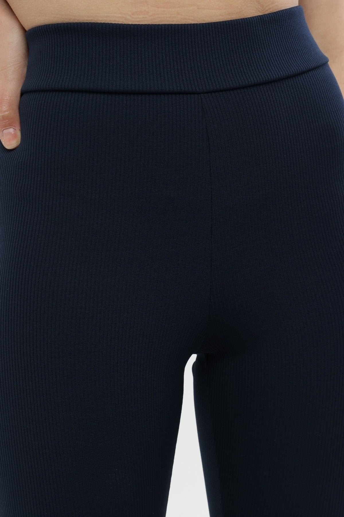 Turuncu Fitilli Yüksek Bel Toparlayıcı Örme Tayt