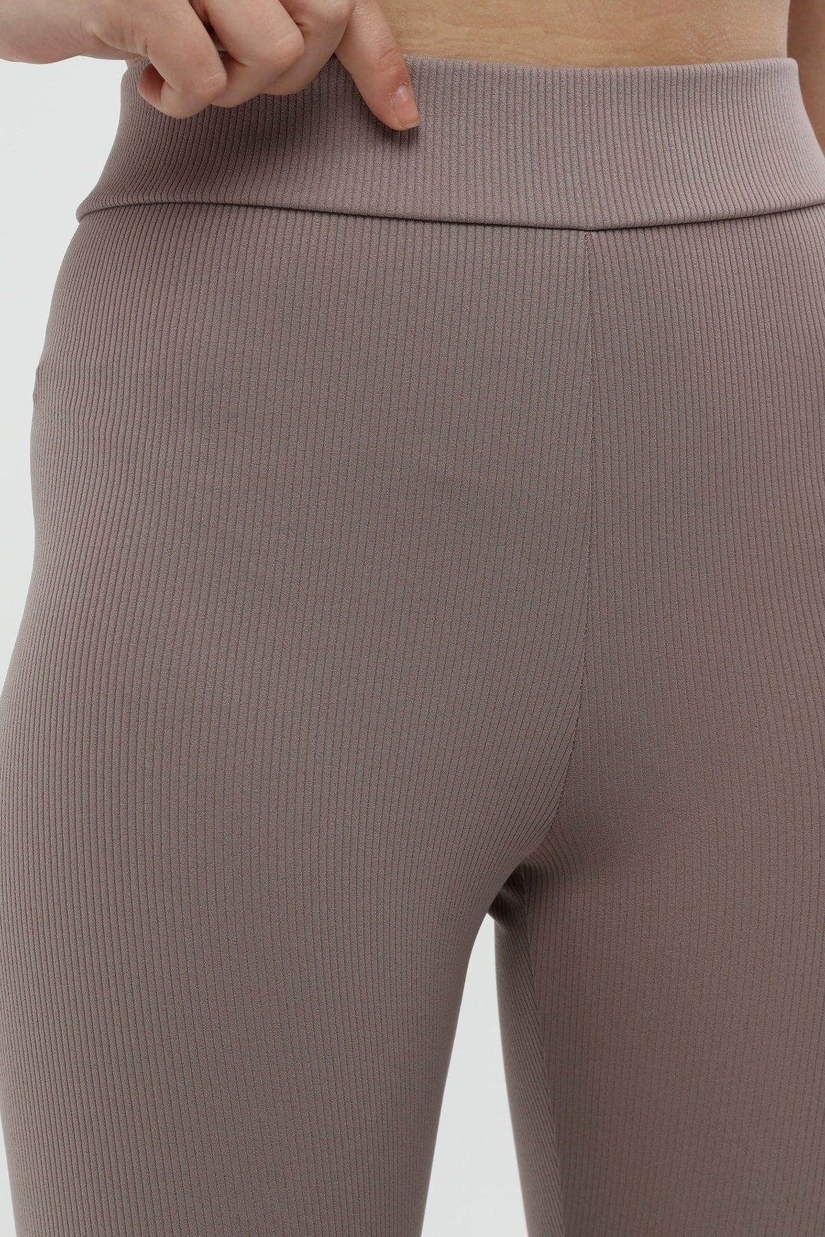 Turuncu Fitilli Yüksek Bel Toparlayıcı Örme Tayt