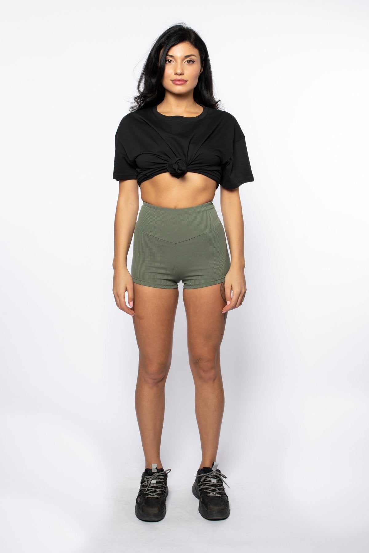 Turuncu Fitilli Extra Yüksek Bel Mini Şort