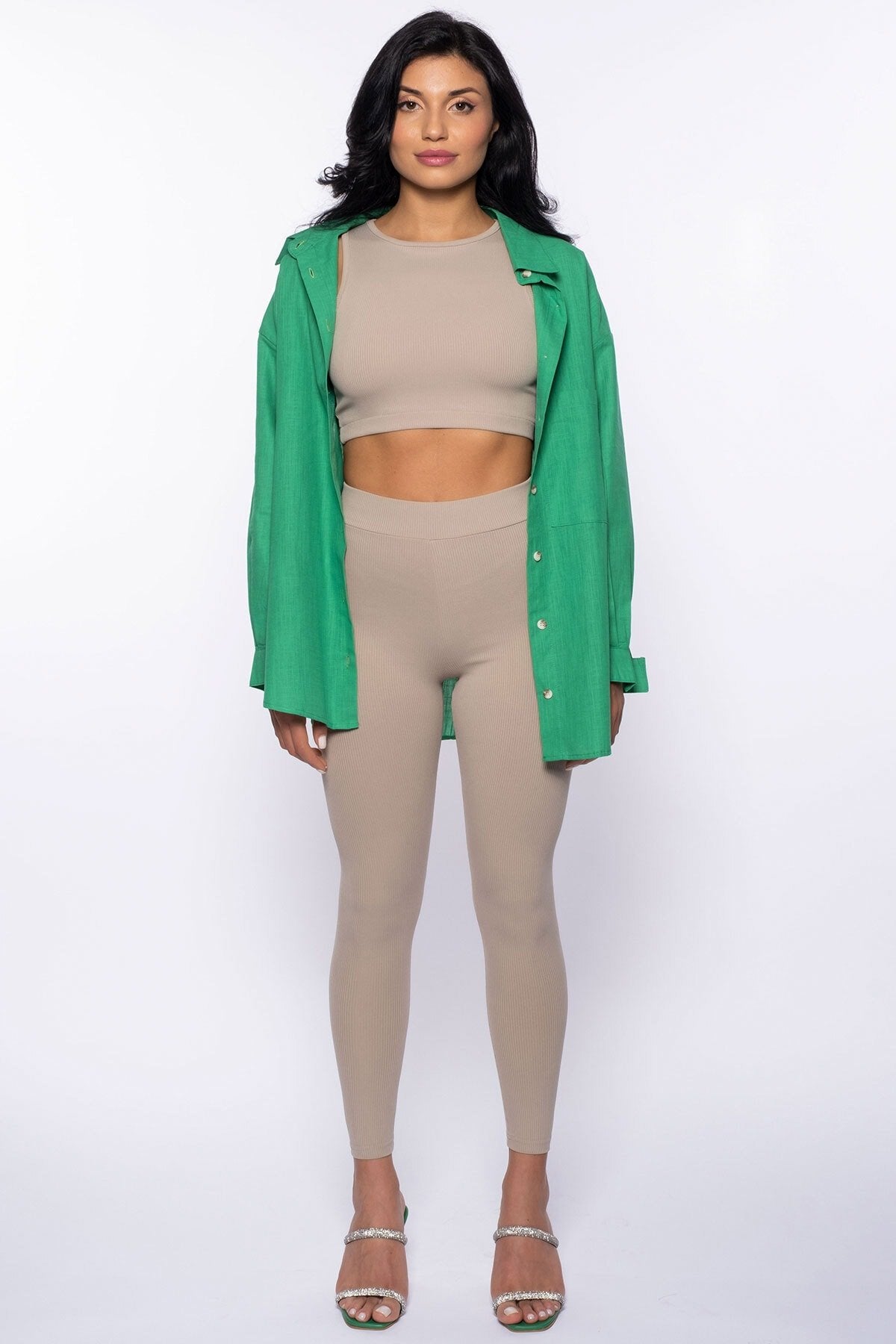 Pembe Keten Oversize Gömlek