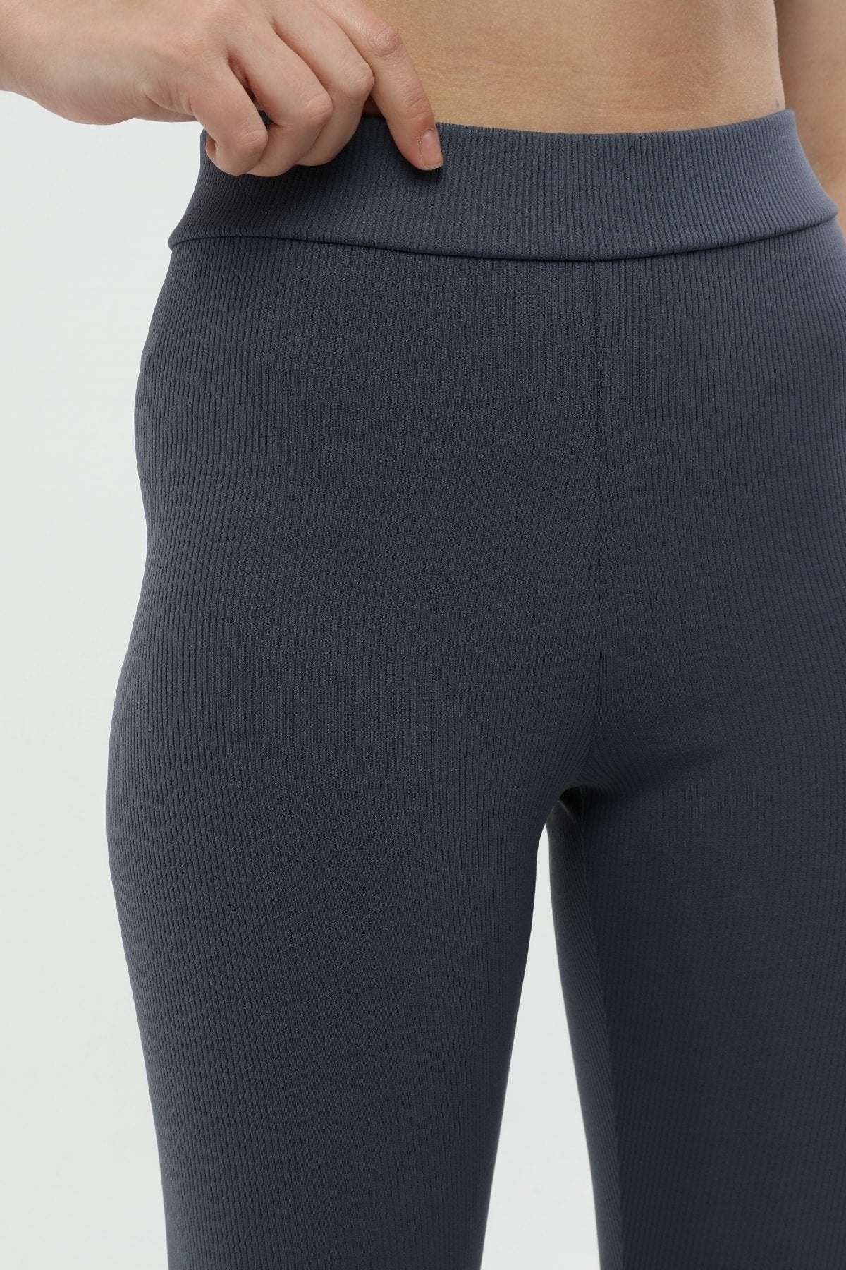 Turuncu Fitilli Yüksek Bel Toparlayıcı Örme Tayt