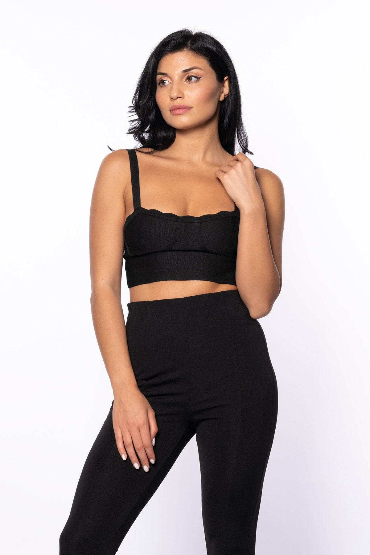 Göğüste Dilim Detaylı Triko Bluz