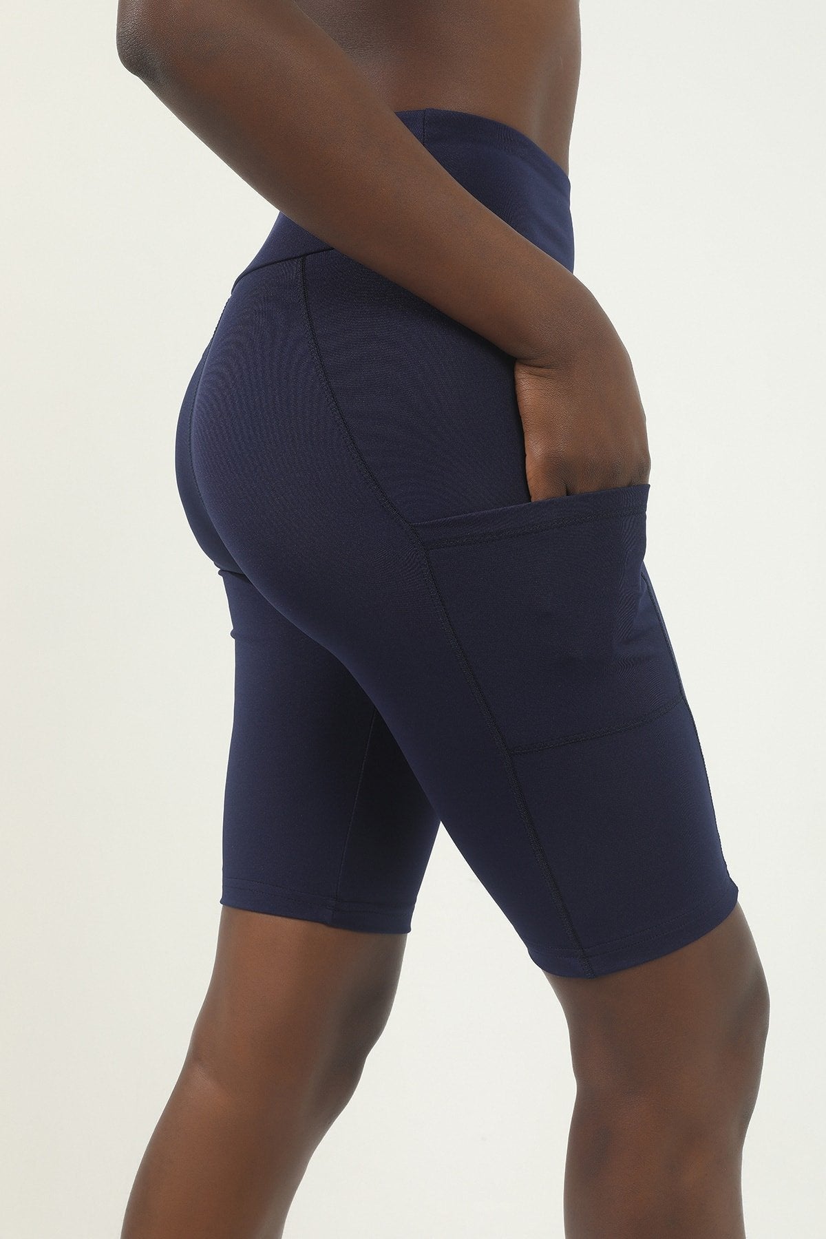 Antrasit Yüksek Bel Toparlayıcı Cep Detaylı Spor Biker Tayt