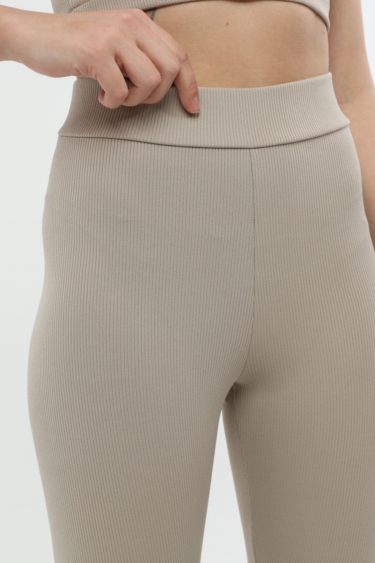 Turuncu Fitilli Yüksek Bel Toparlayıcı Örme Tayt