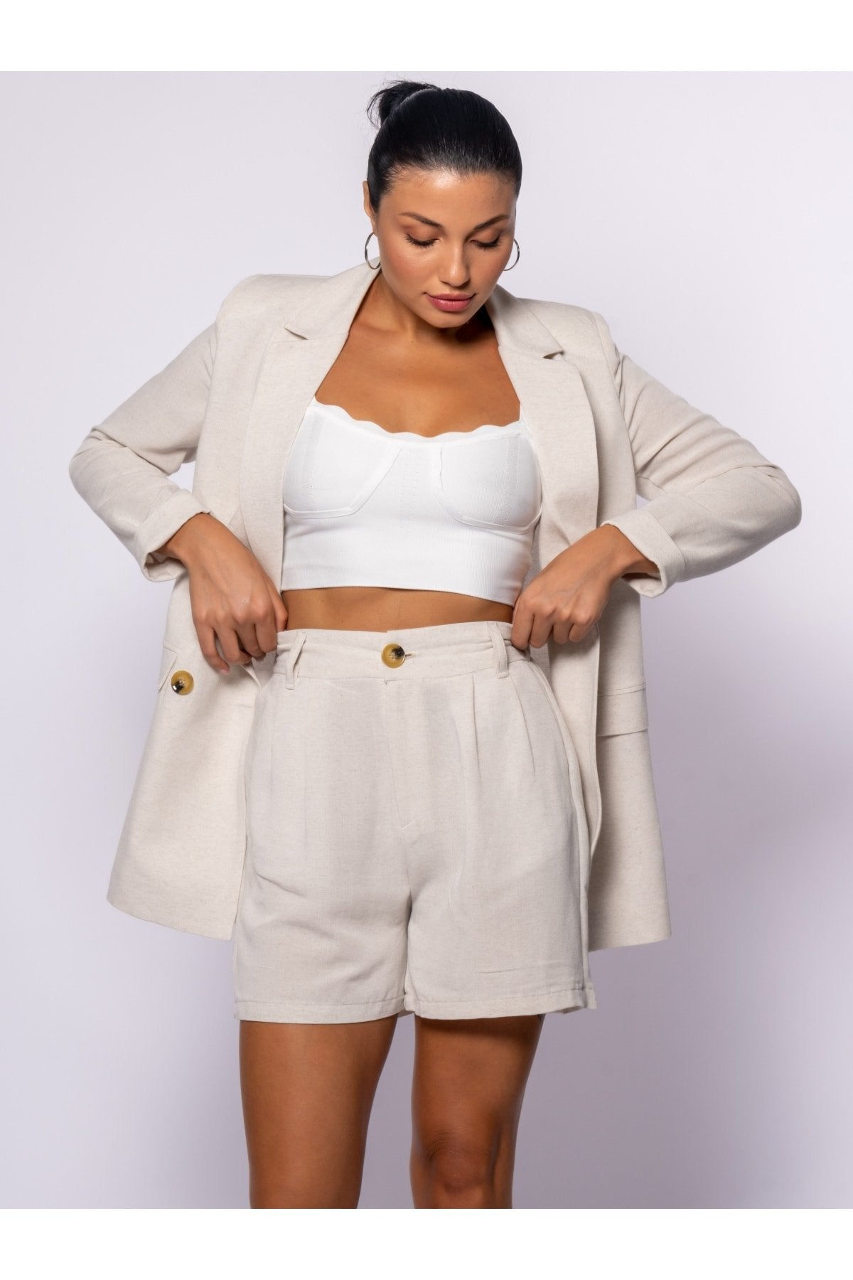 Göğüste Dilim Detaylı Triko Bluz