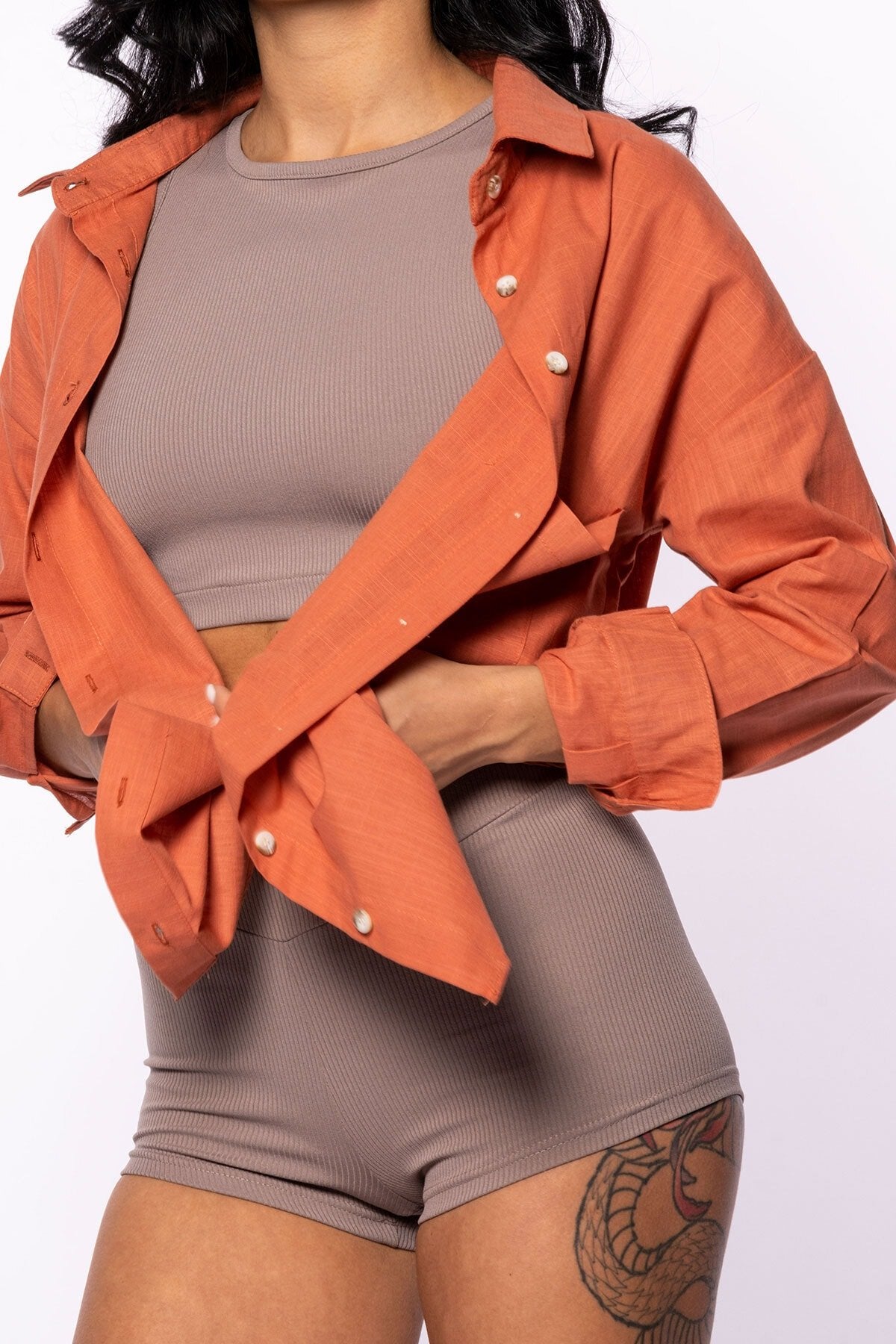 Pembe Keten Oversize Gömlek