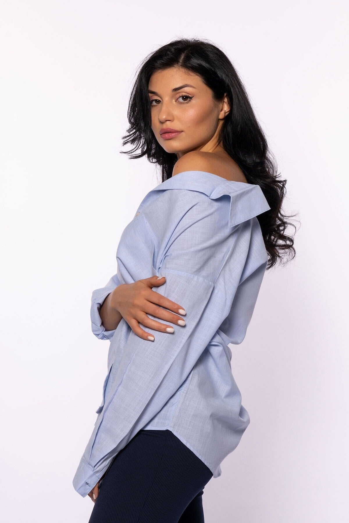 Pembe Keten Oversize Gömlek