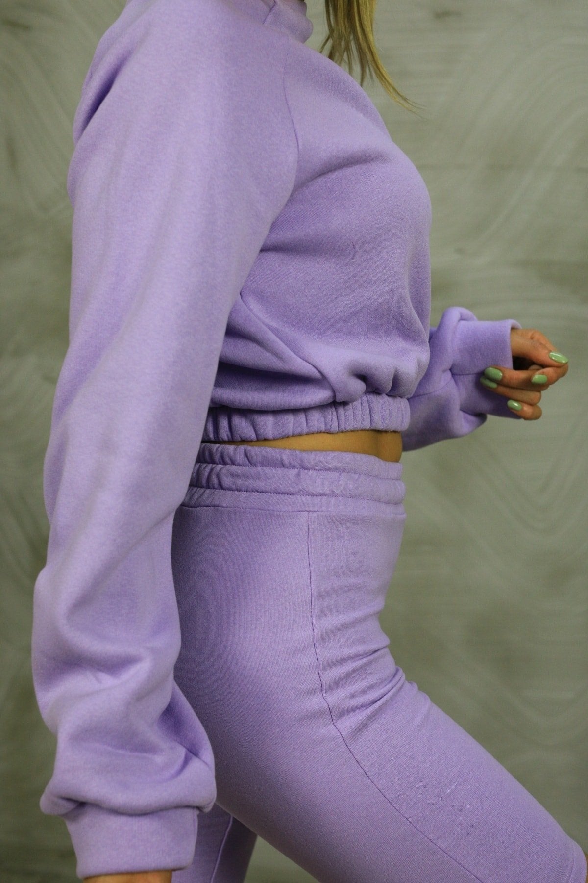 Kadın Gri Yüksek Bel Üç Iplik Şardonlu Biker Şort