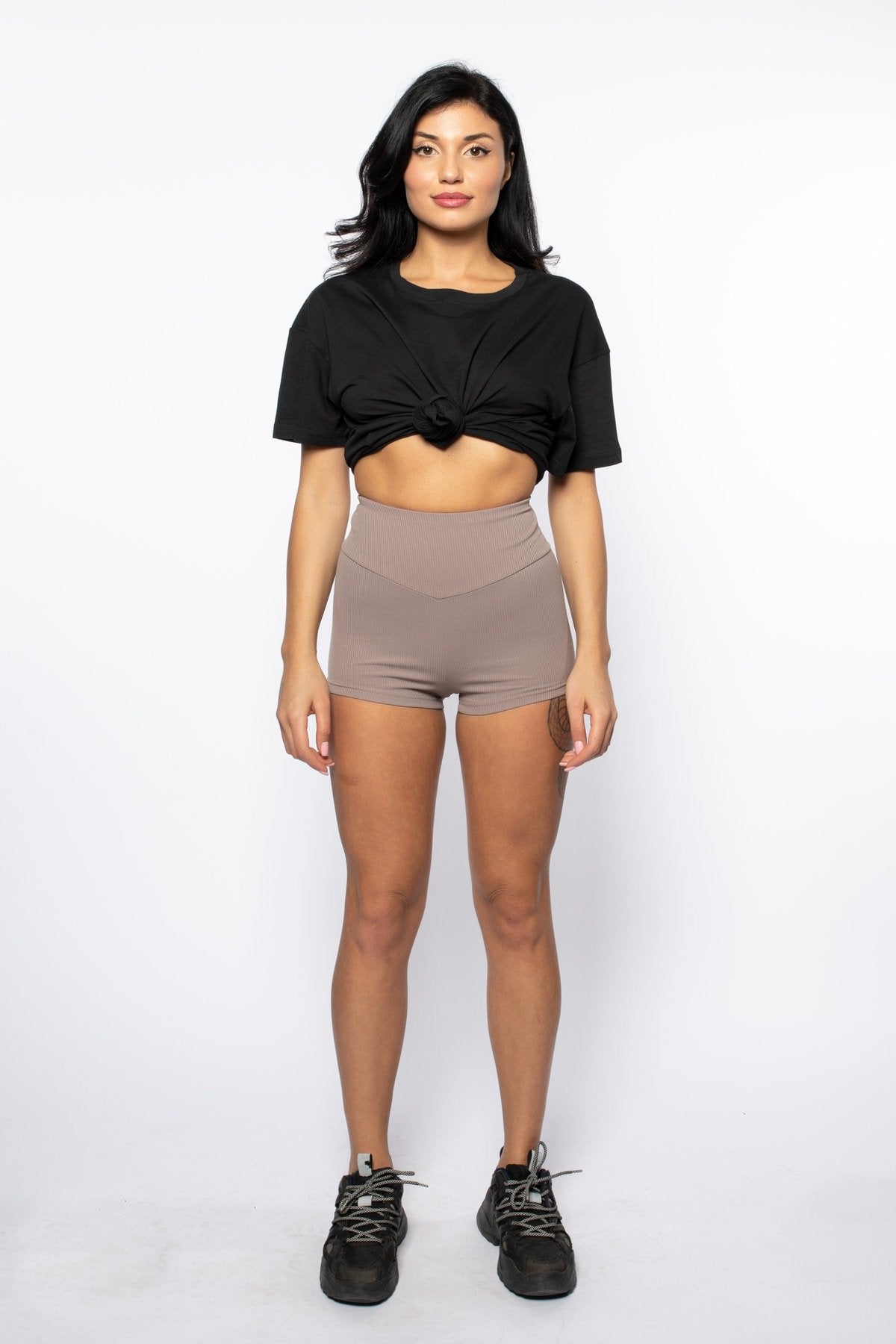 Turuncu Fitilli Extra Yüksek Bel Mini Şort