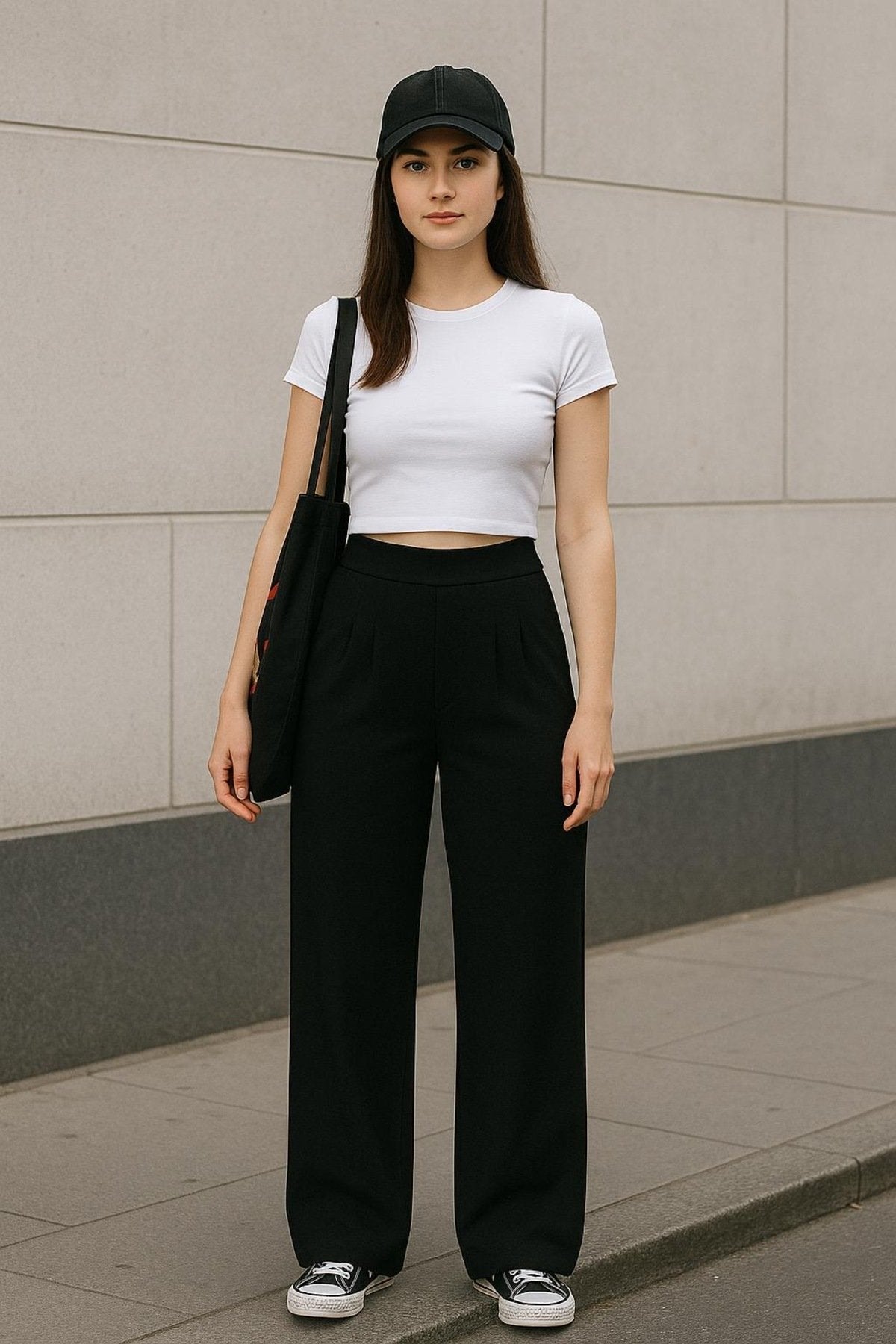 Fuşya Pileli Bol Paça Yüksek Bel Pantolon Tayt