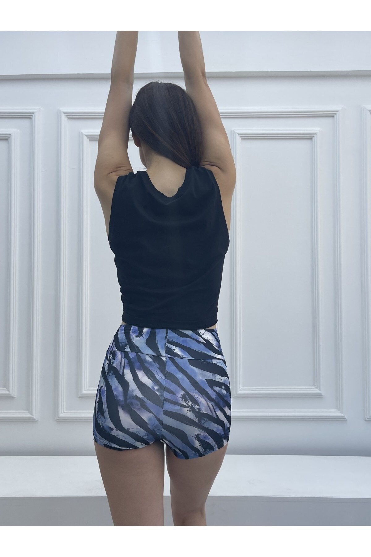 Pembe Leopar Desen Dijital Baskılı Mini Sporcu Şort