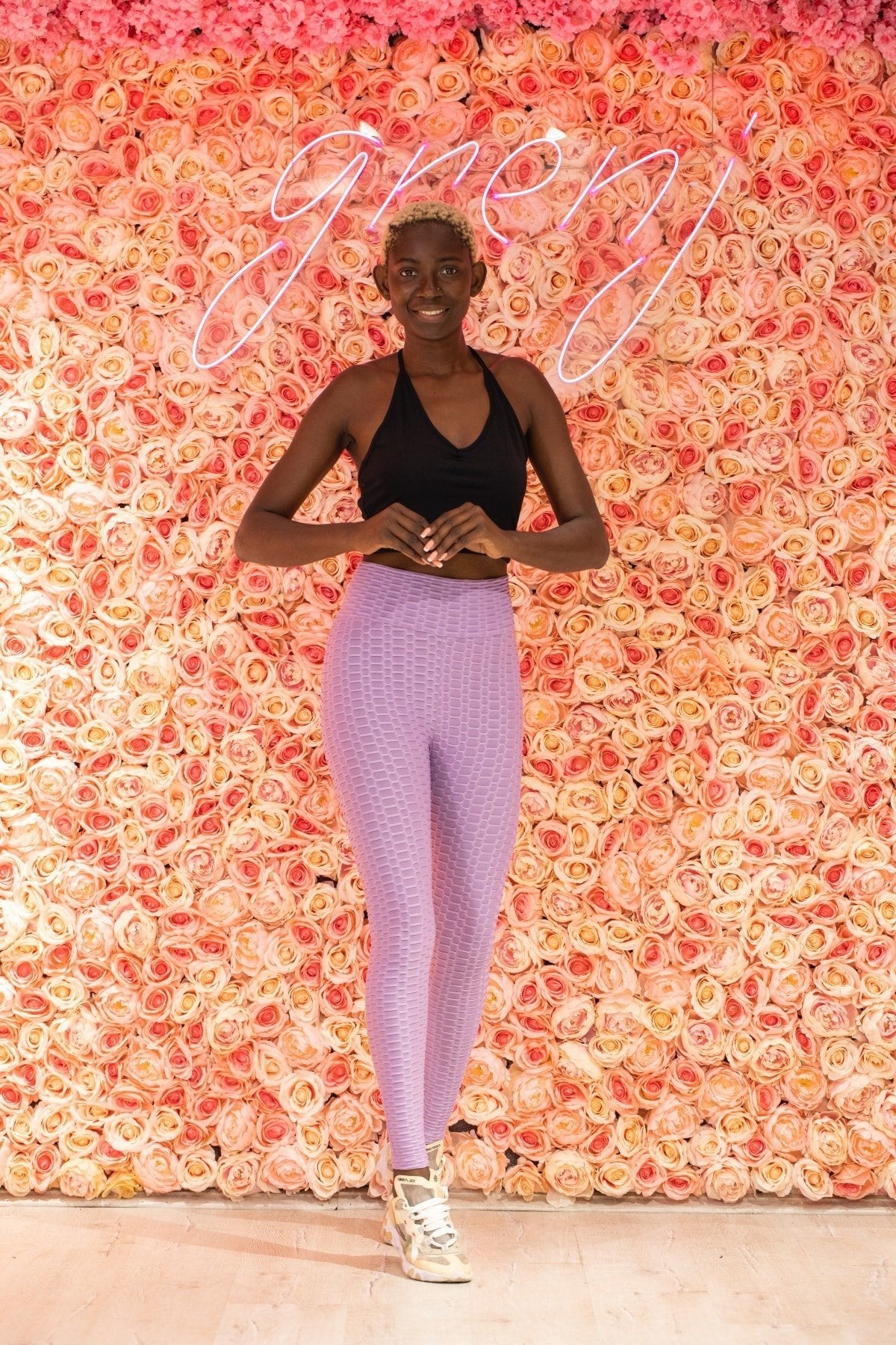 Neon Turuncu Yüksek Bel Petekli Tayt