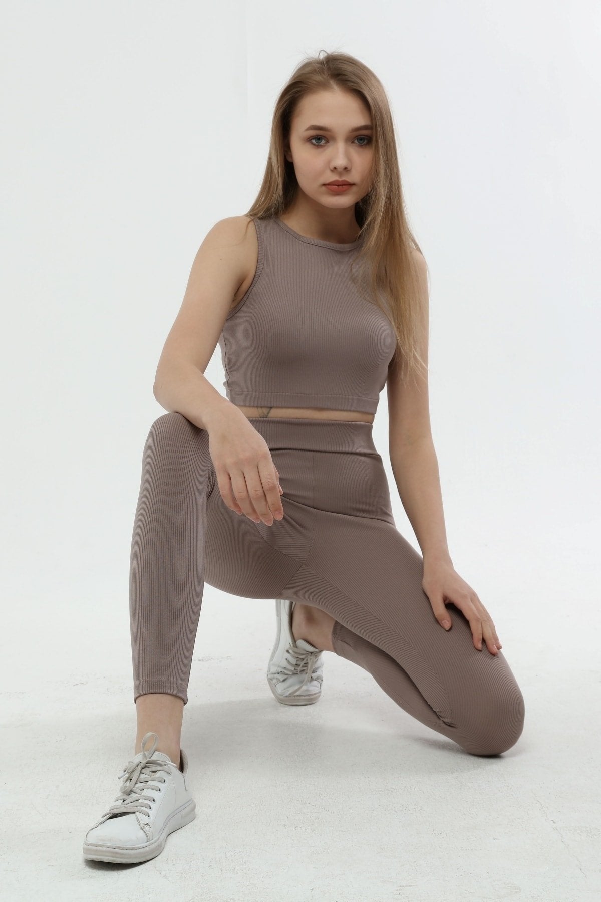 Turuncu Fitilli Yüksek Bel Toparlayıcı Örme Tayt