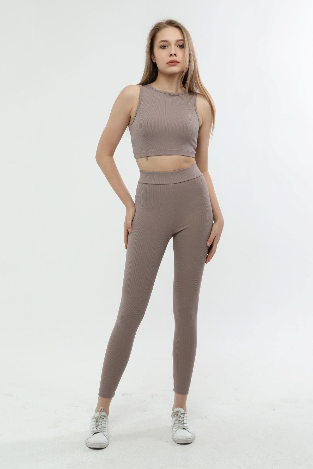 Turuncu Fitilli Yüksek Bel Toparlayıcı Örme Tayt