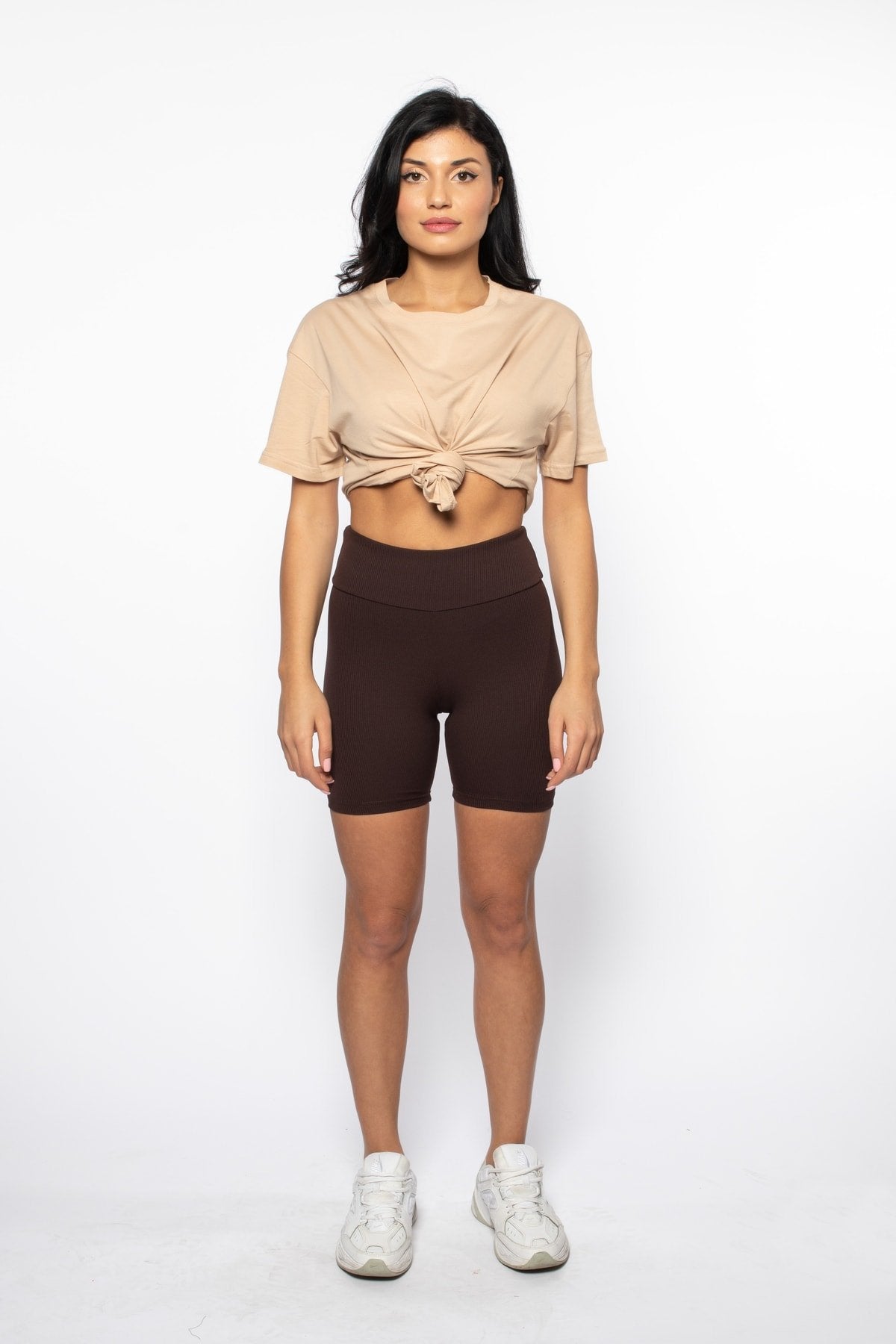 Siyah Fitilli Yüksek Bel Biker Tayt