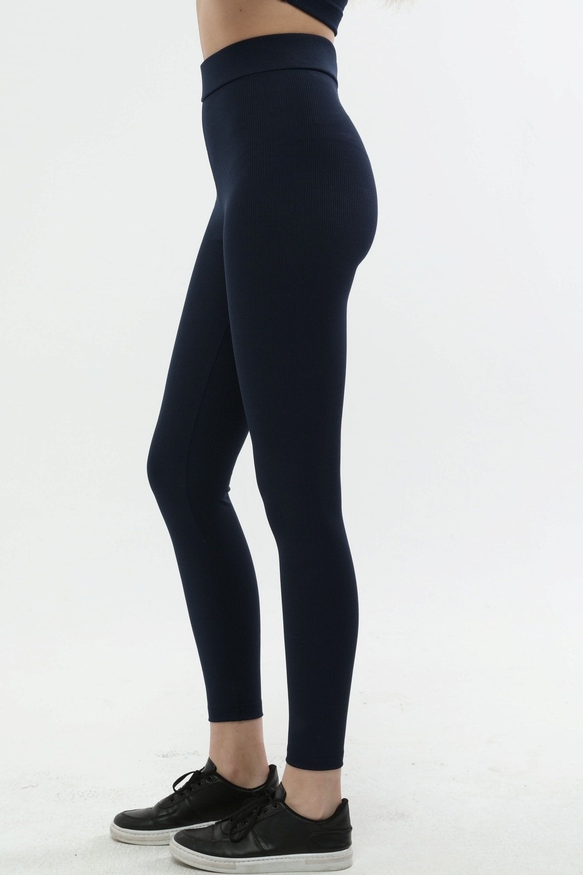 Turuncu Fitilli Yüksek Bel Toparlayıcı Örme Tayt