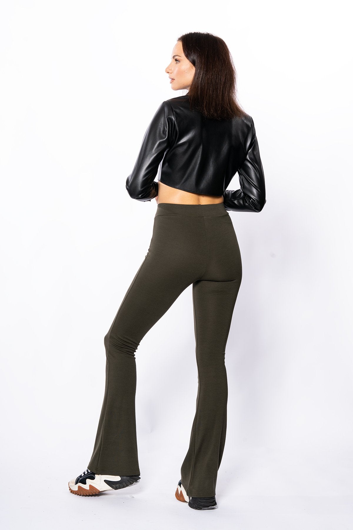 Taba Çelikli Örme Ispanyol Paça Yüksek Bel Toparlayıcı Tayt