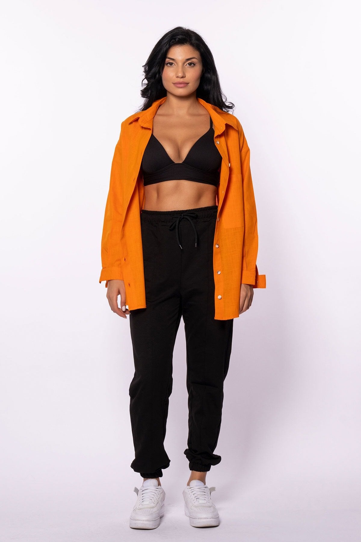 Pembe Keten Oversize Gömlek