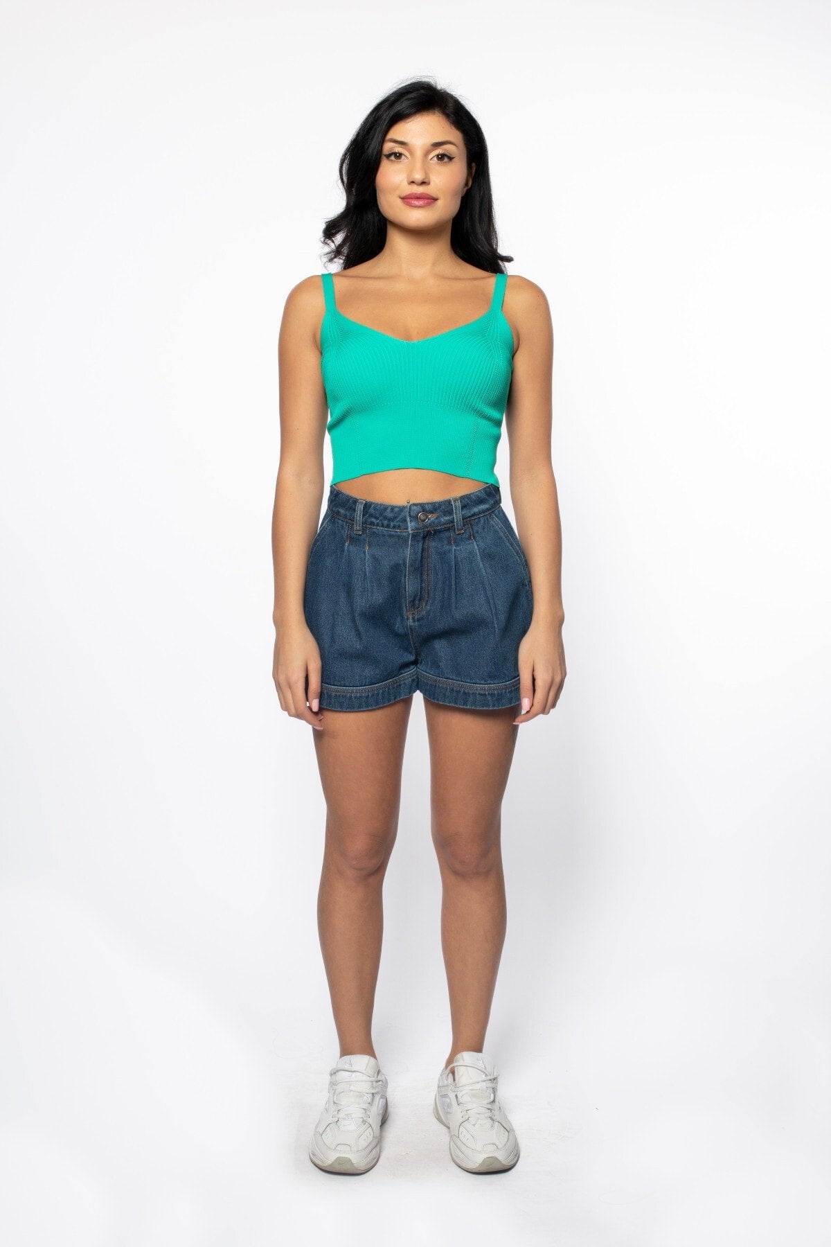 Siyah V Yaka Fitilli Triko Bluz