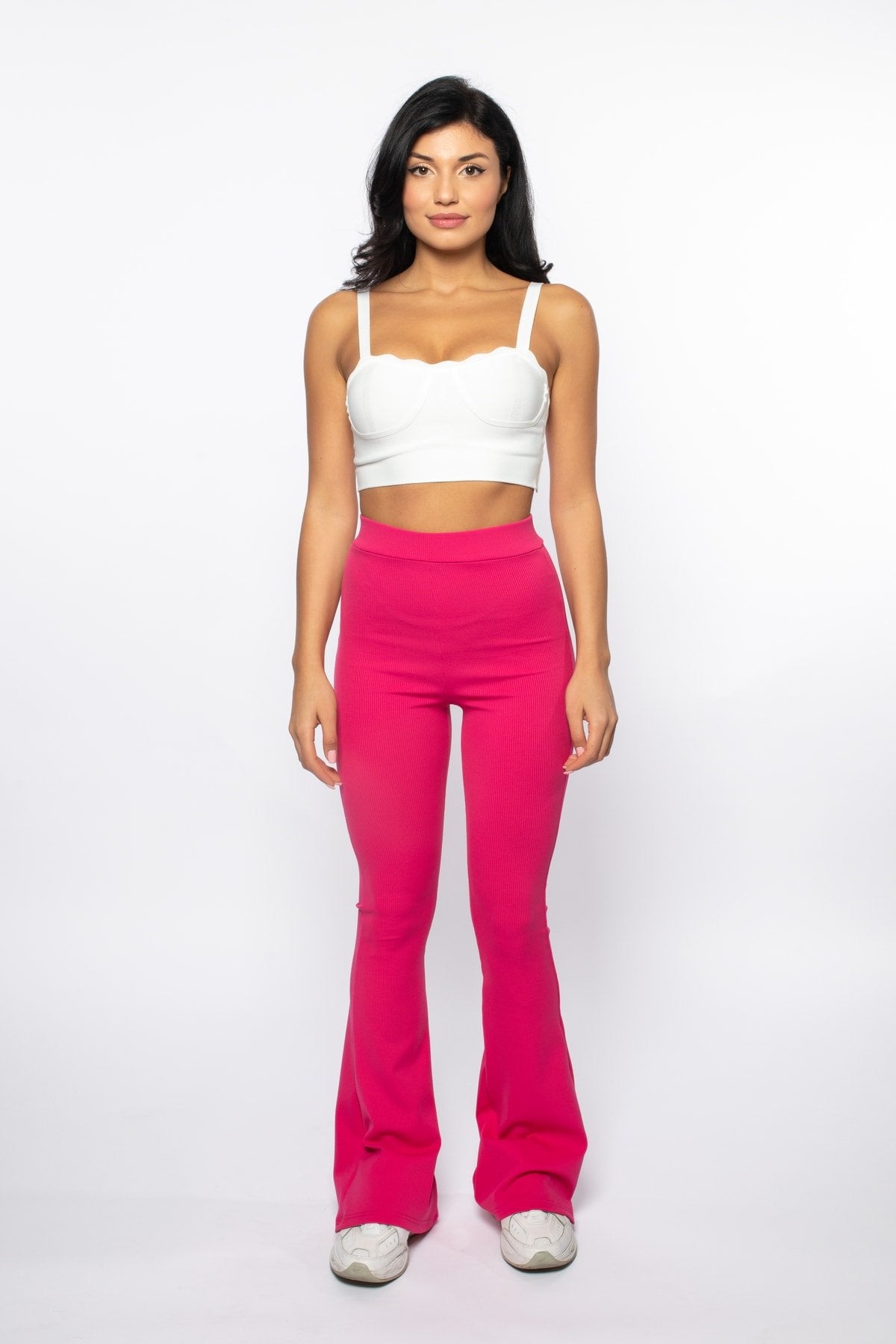 Haki Fitilli Ispanyol Paça Yüksek Bel Toparlayıcı Örme Tayt