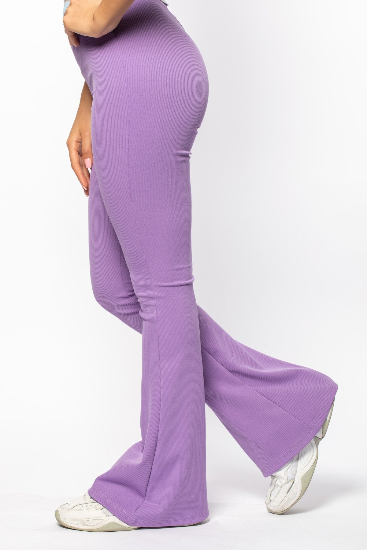 Haki Fitilli Ispanyol Paça Yüksek Bel Toparlayıcı Örme Tayt