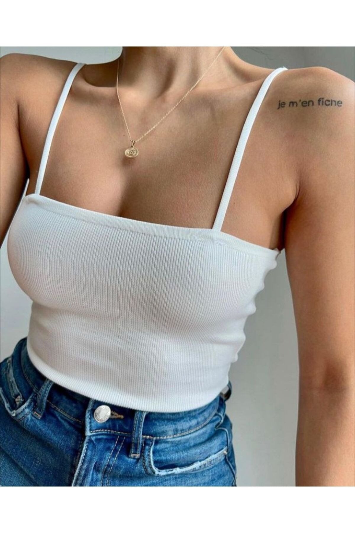 Yeşil Askılı Crop Triko Atlet