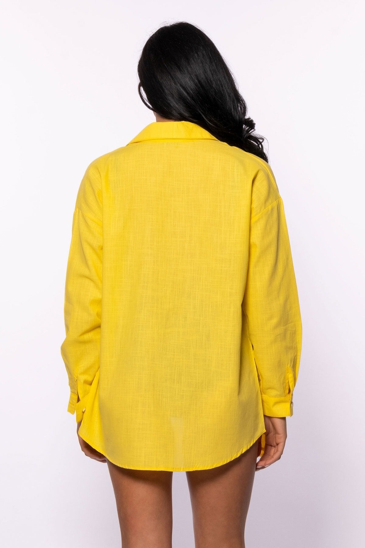 Pembe Keten Oversize Gömlek