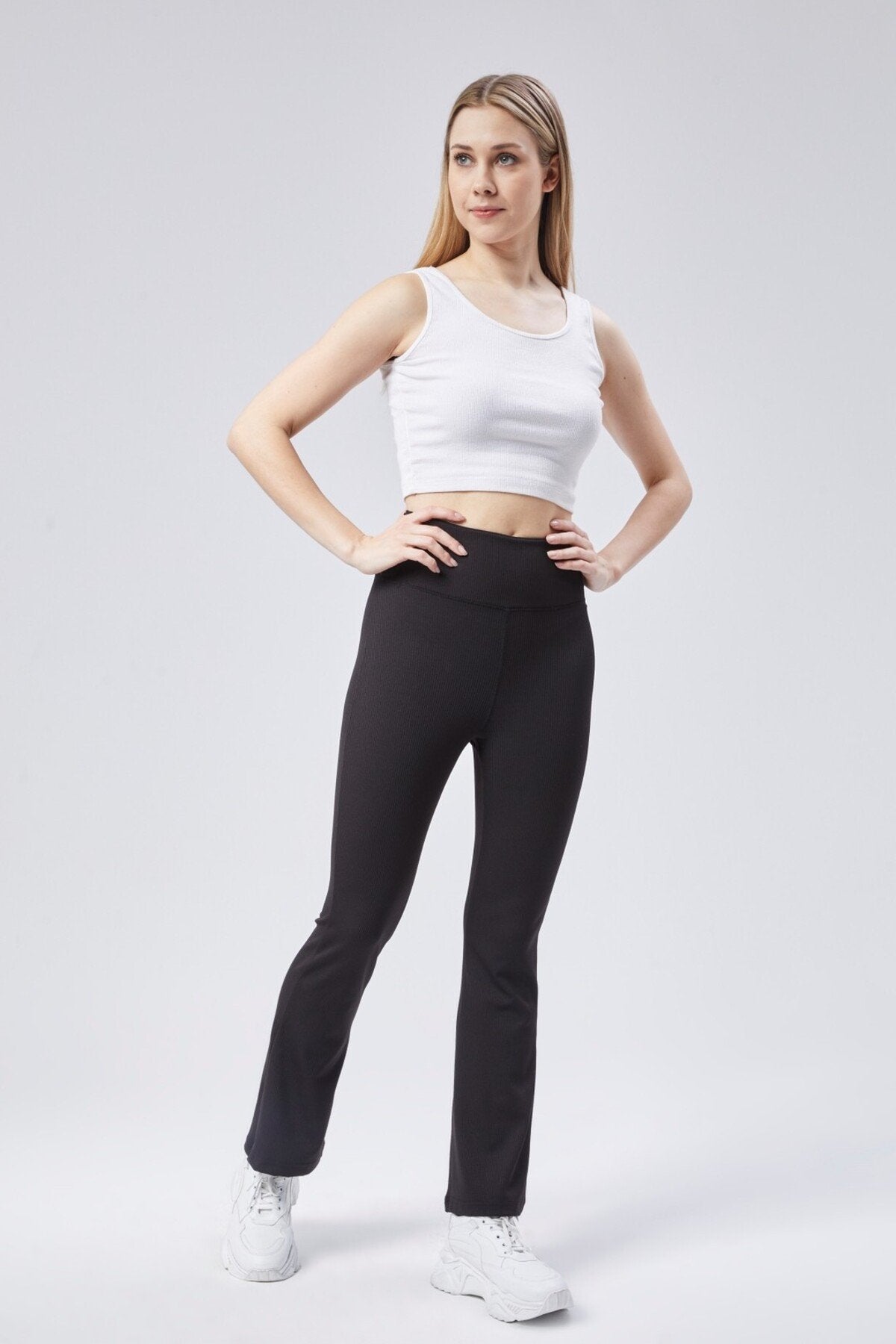 Fitilli Flare Yoga Örme Spor Tayt