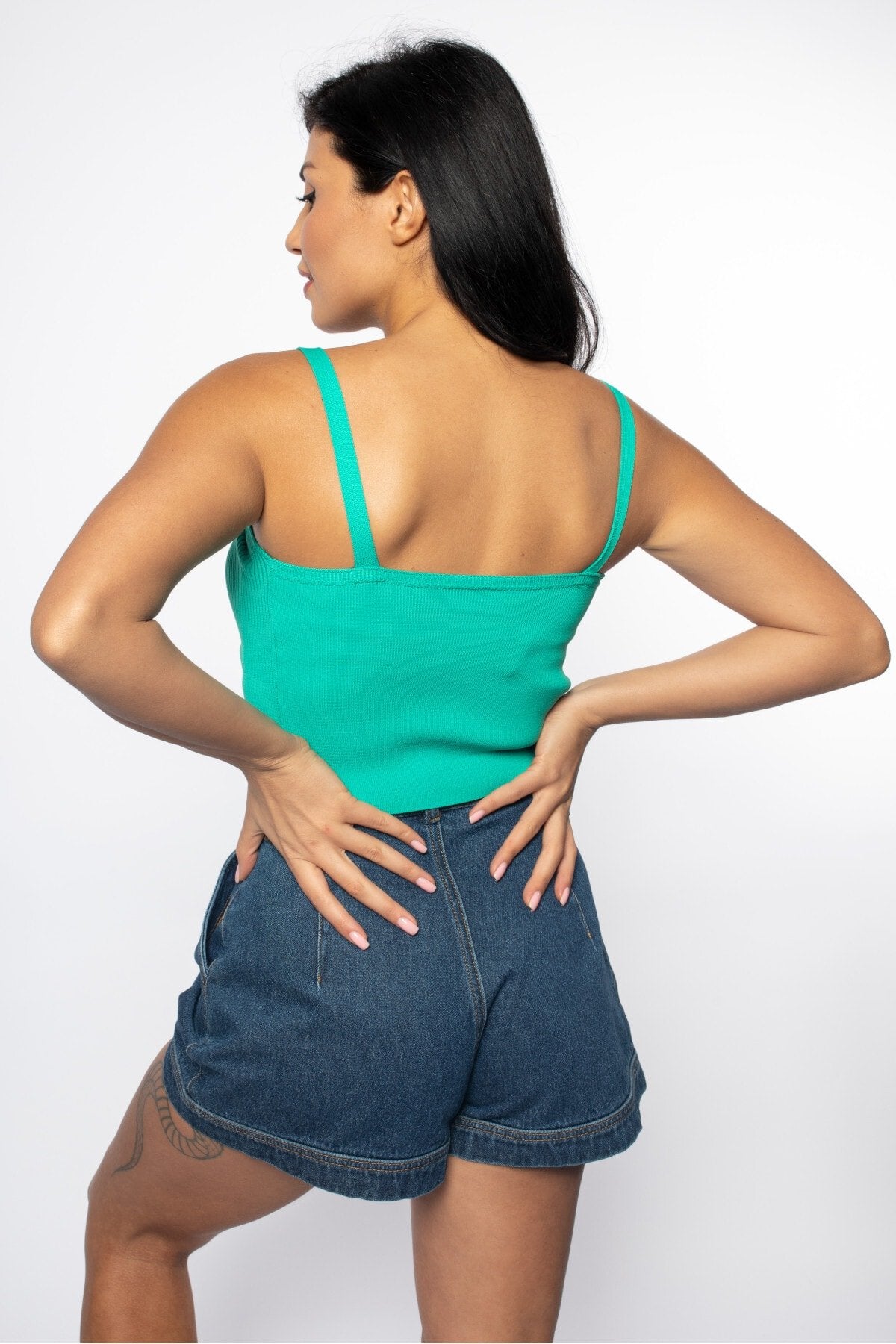 Siyah V Yaka Fitilli Triko Bluz