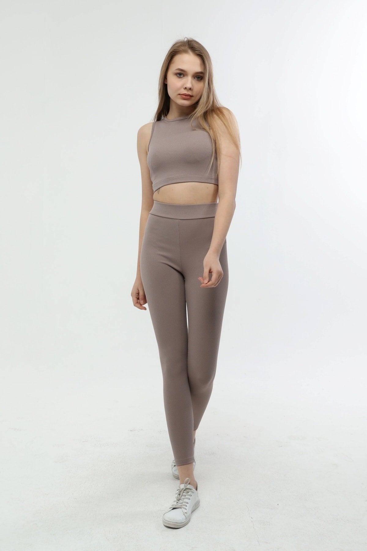 Turuncu Fitilli Yüksek Bel Toparlayıcı Örme Tayt