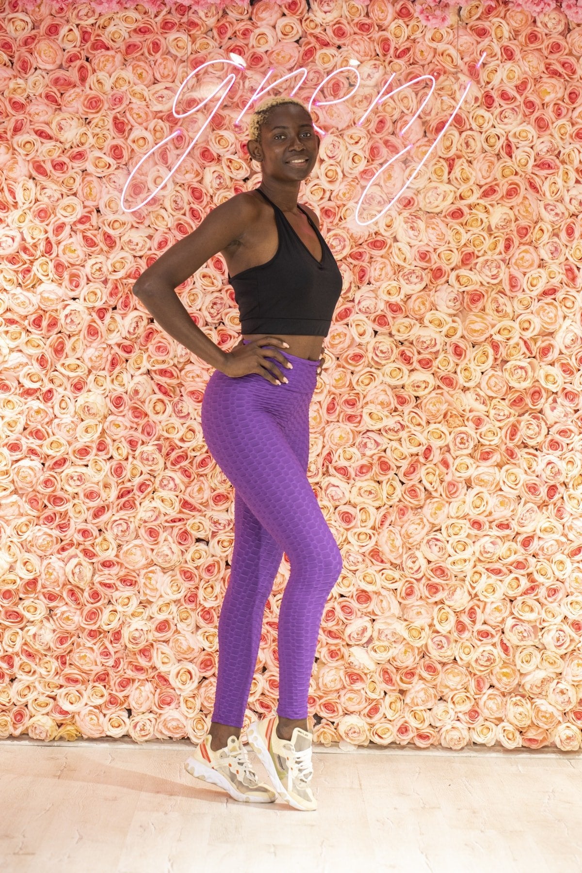 Neon Turuncu Yüksek Bel Petekli Tayt