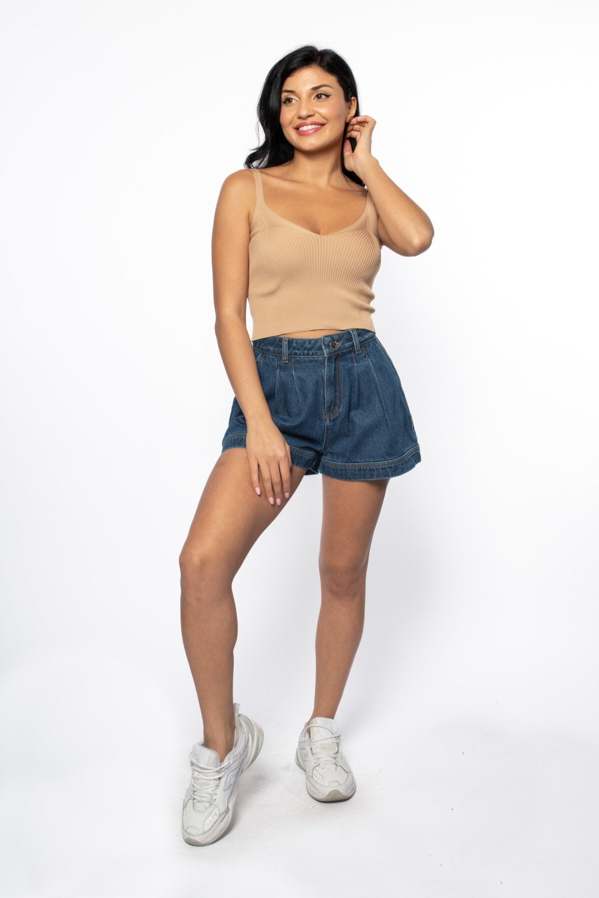 Siyah V Yaka Fitilli Triko Bluz