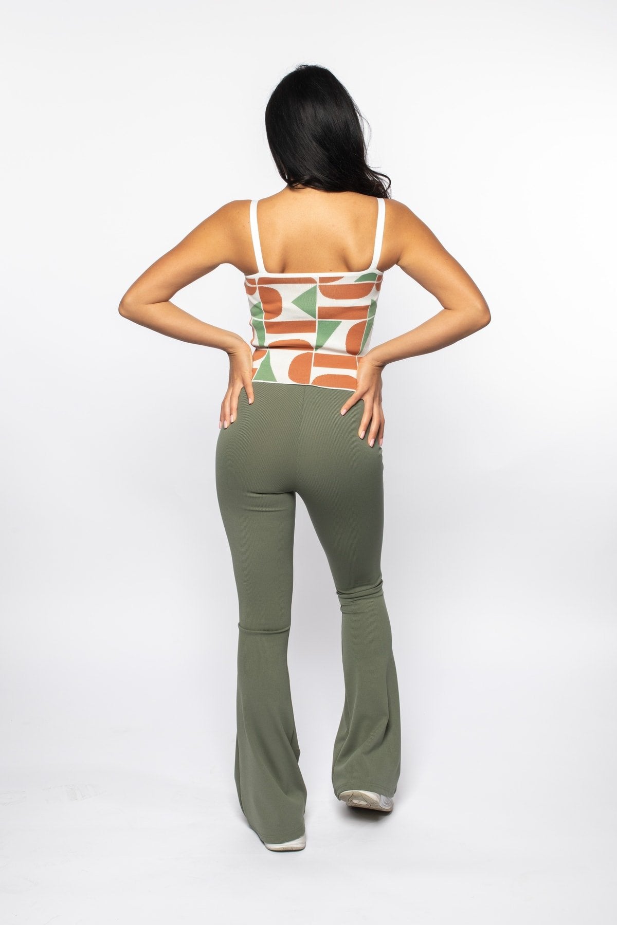 Mint/pembe Geometrik Desenli Triko Atlet