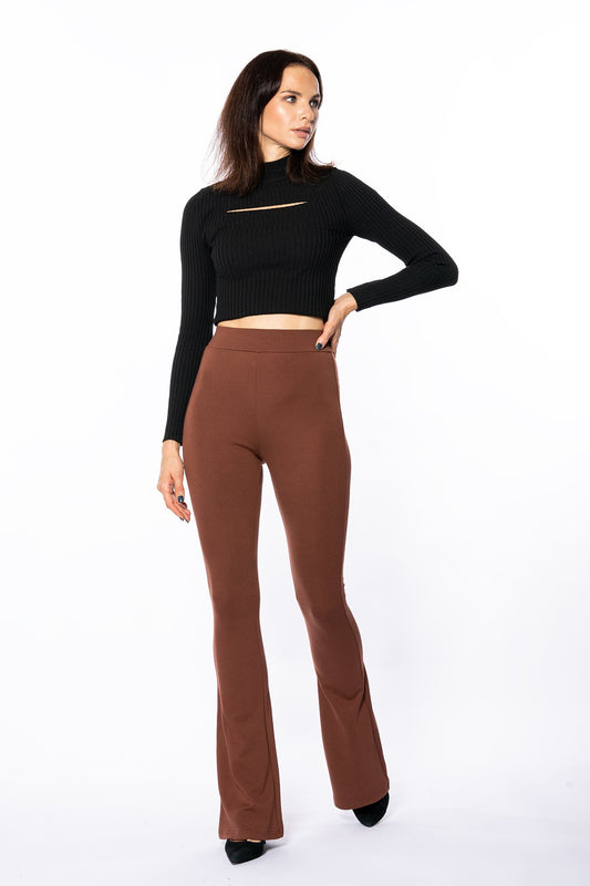 Taba Çelikli Örme Ispanyol Paça Yüksek Bel Toparlayıcı Tayt