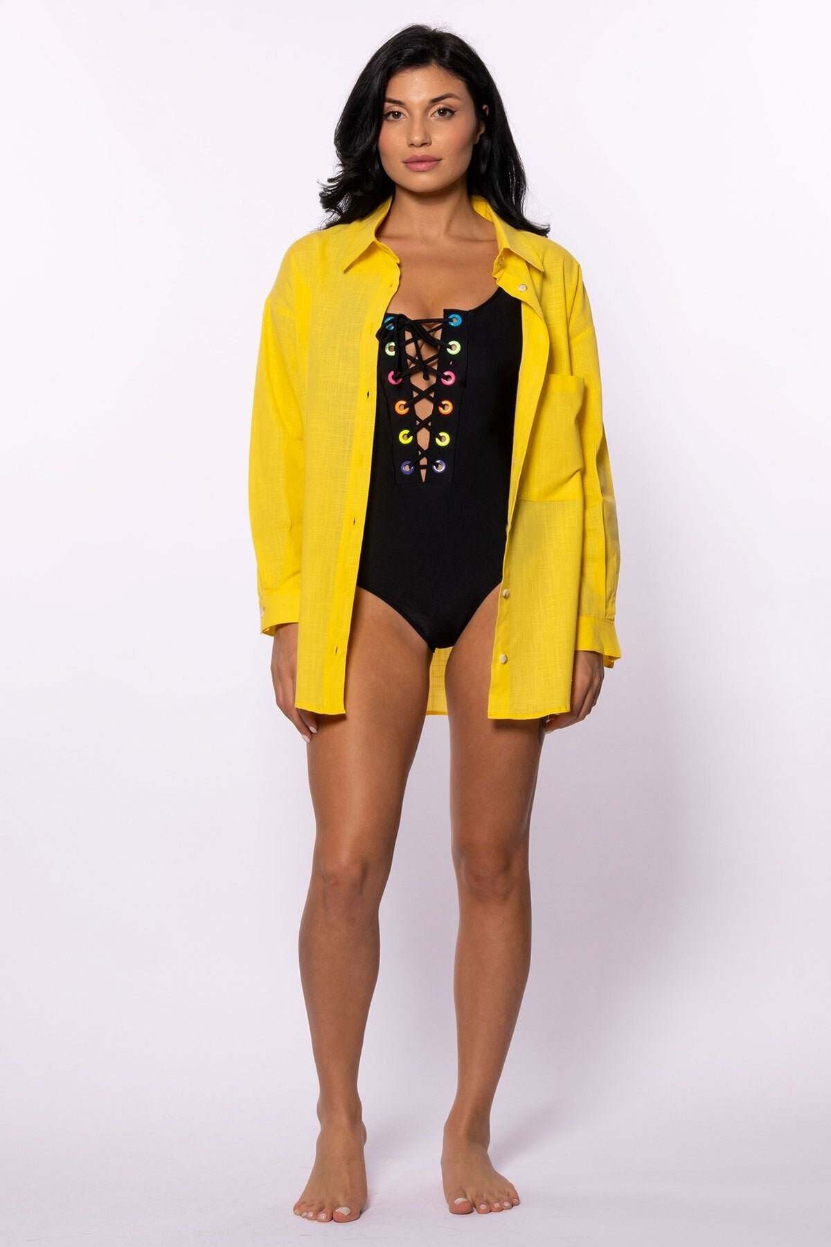 Pembe Keten Oversize Gömlek