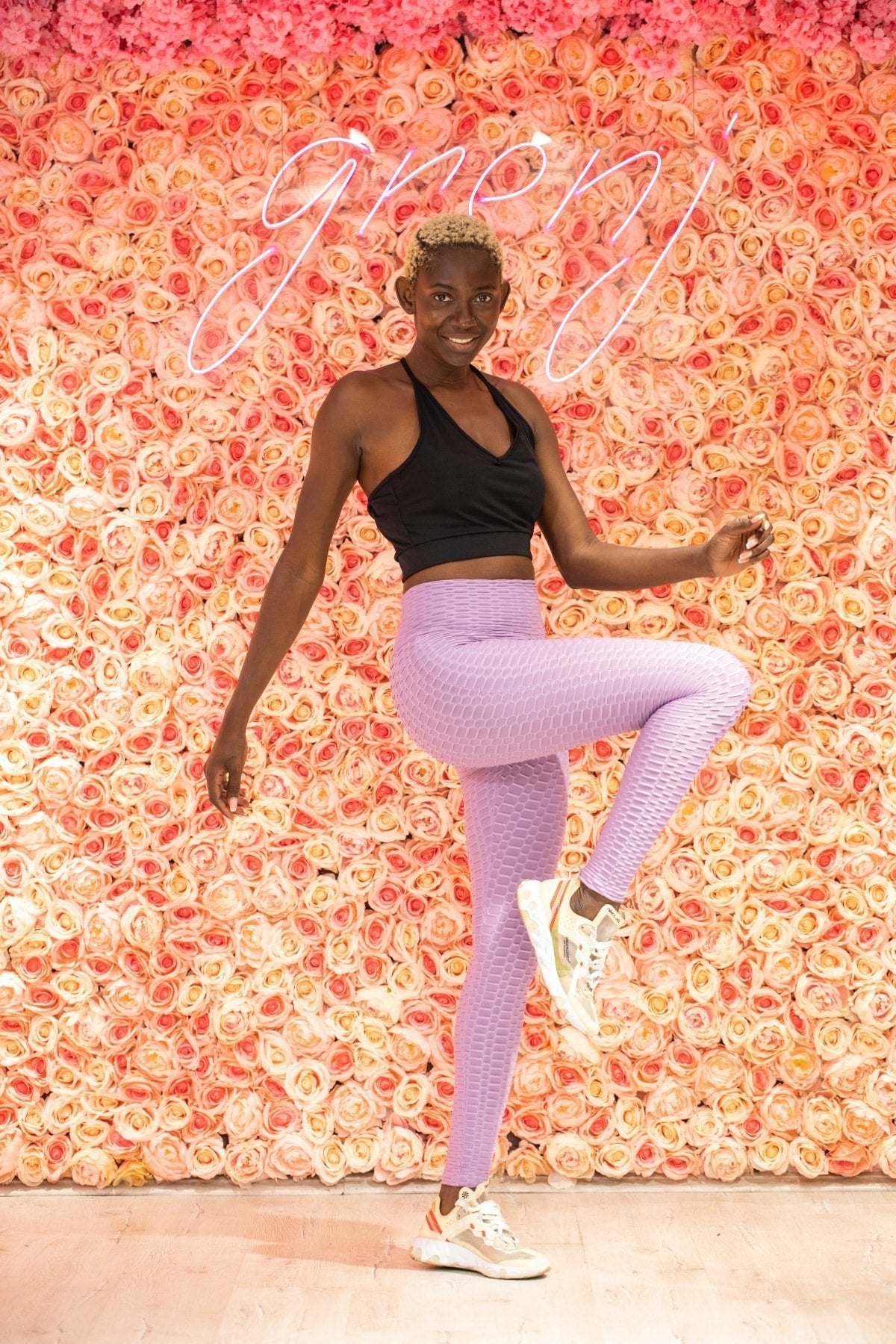 Neon Turuncu Yüksek Bel Petekli Tayt