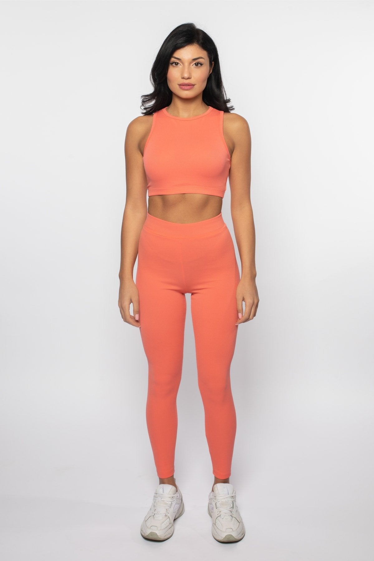 Turuncu Fitilli Yüksek Bel Toparlayıcı Örme Tayt