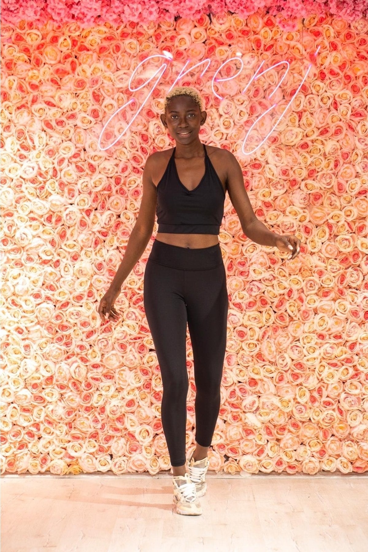 Siyah Yüksek Bel Dalgıç Kumaş Toparlayıcı Spor Tayt