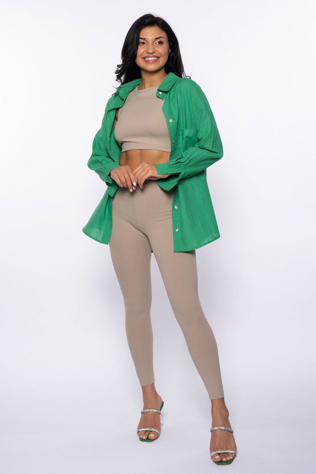 Pembe Keten Oversize Gömlek