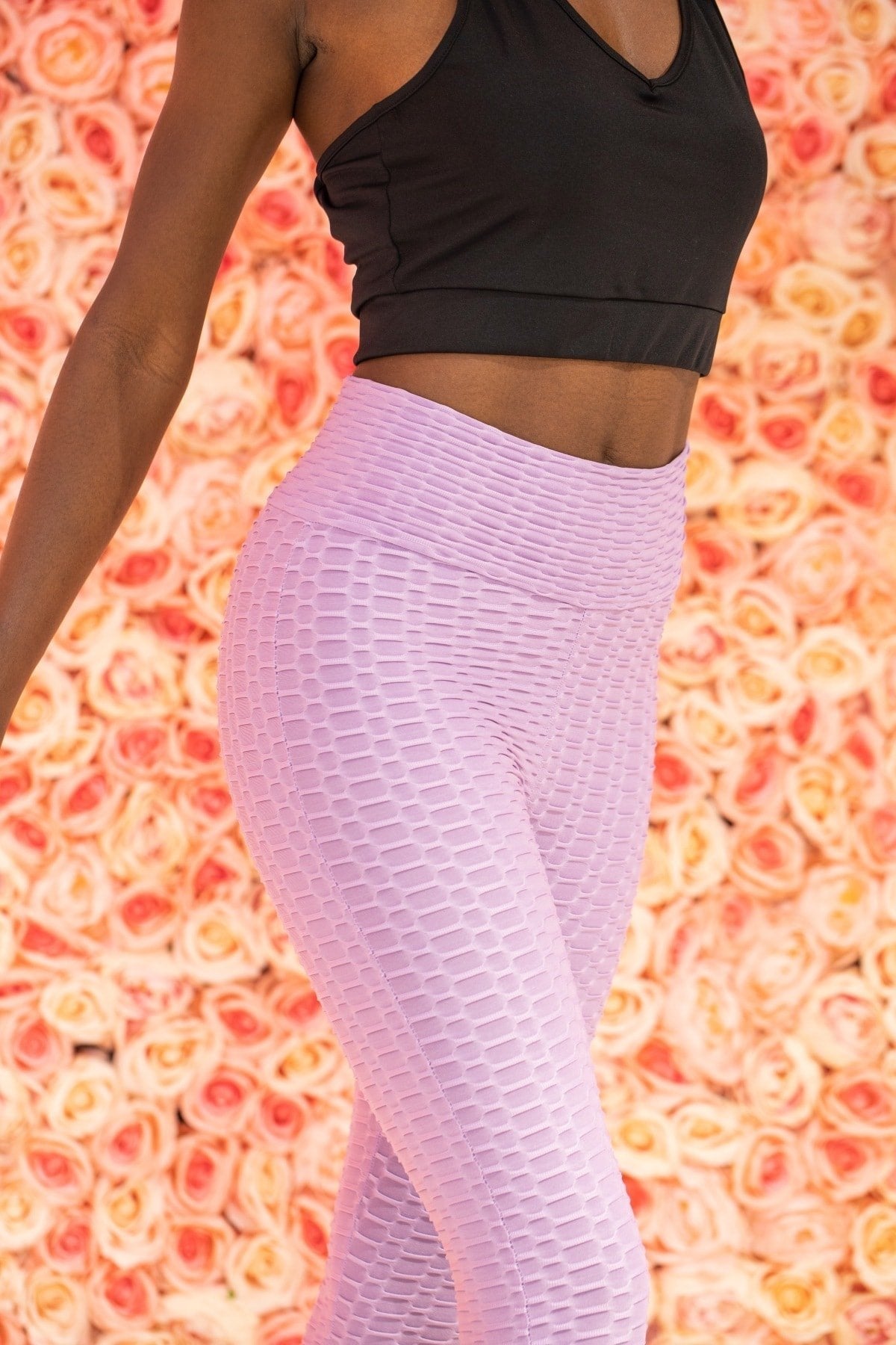 Neon Turuncu Yüksek Bel Petekli Tayt