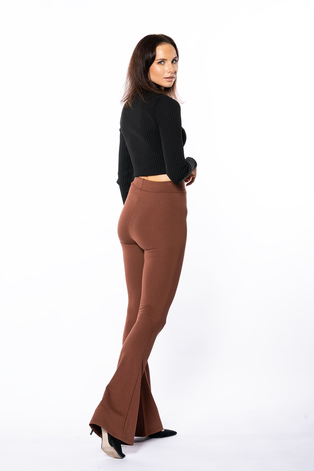 Taba Çelikli Örme Ispanyol Paça Yüksek Bel Toparlayıcı Tayt