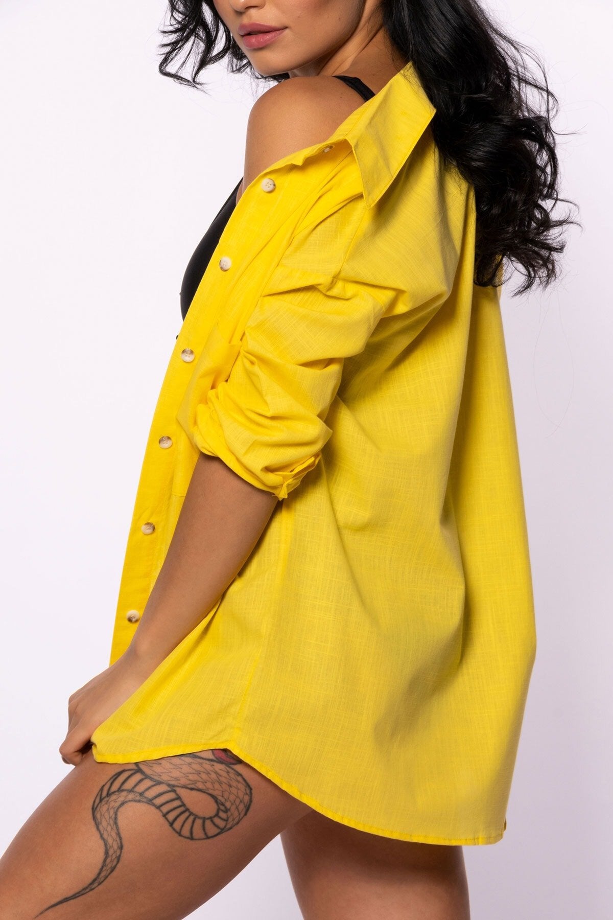 Pembe Keten Oversize Gömlek