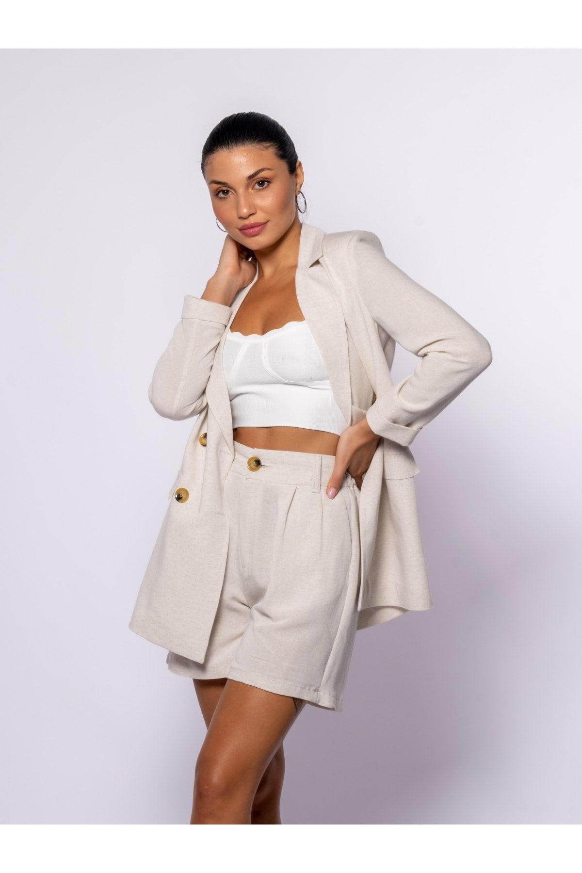 Göğüste Dilim Detaylı Triko Bluz