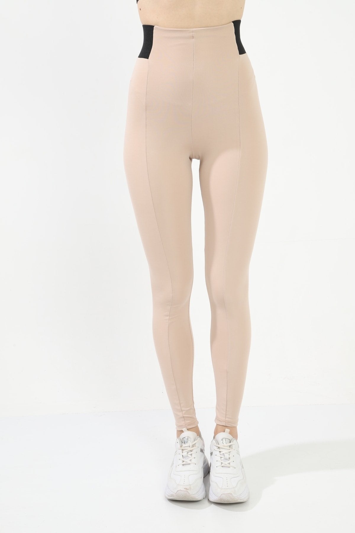 Antrasit Dalgıç Kemerinde Geniş Lastik Detaylı Toparlayıcı Yüksek Bel Tayt