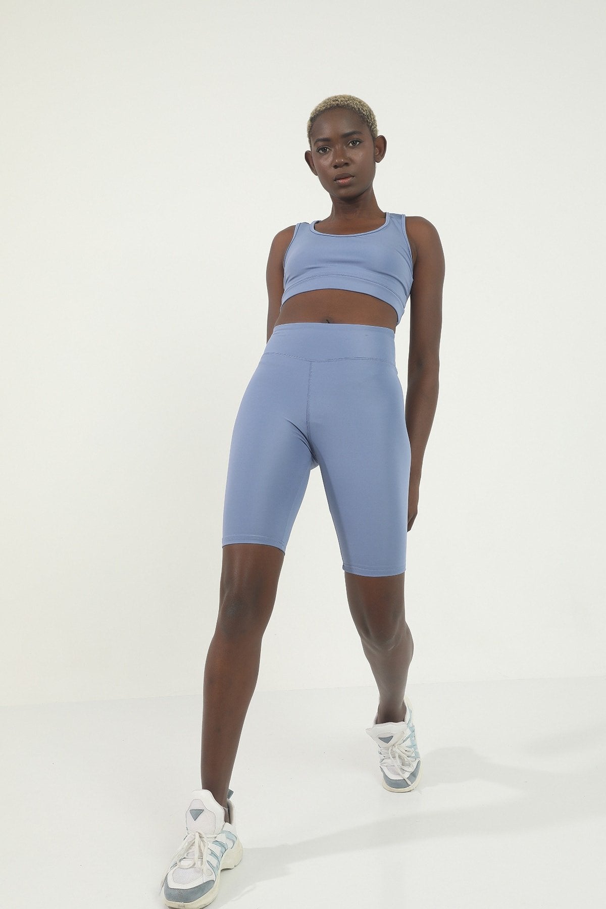 Gül Kurusu Yüksek Bel Toparlayıcı Spor Biker Tayt