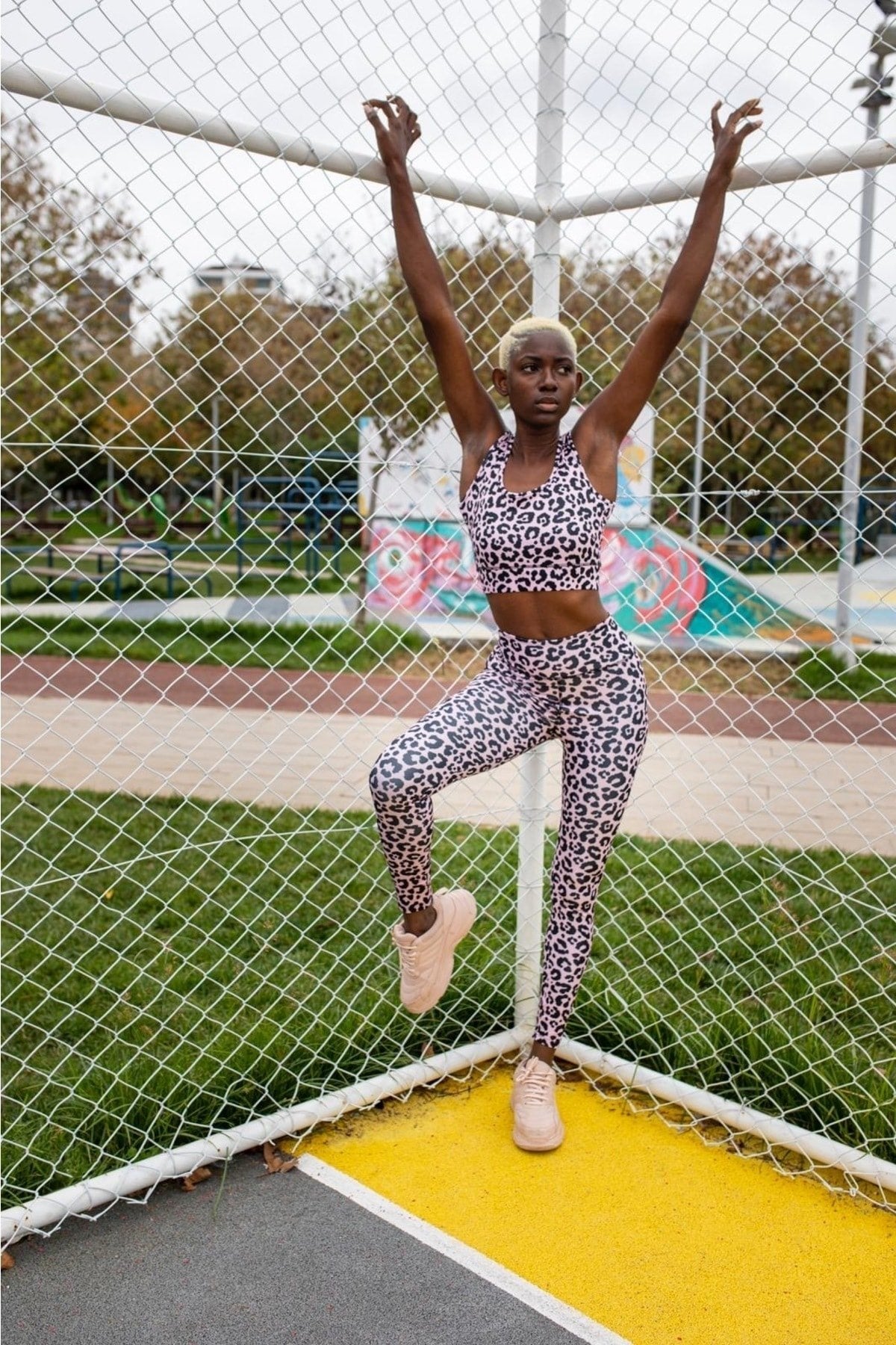 Beyaz/siyah Leopar Desen Dijital Baskılı Basic Büstiyer